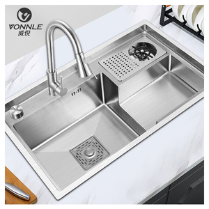 Évier de cuisine intelligent en acier inoxydable nano <span class=keywords><strong>noir</strong></span> nouvellement conçu avec lave-gobelet Style <span class=keywords><strong>bol</strong></span> unique 1 valve en laiton - Product Image 6