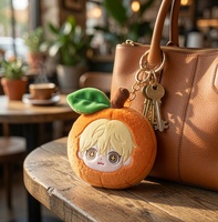 Kawaii Oranje Fruitjongen Pluche Hangertje Schattig Chibi Gezicht Zacht Pluizig Sleutelhanger Tas Charm Hangende Pop Aangepaste Gift