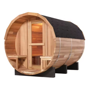 Sauna en fût moderne pour 2 personnes, extérieur, en bois massif, pour villas, avec poêle - Product Image 1