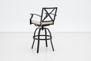 Tabouret <span class=keywords><strong>de</strong></span> <span class=keywords><strong>bar</strong></span> pivotant avec accoudoirs, dossier en X en métal <span class=keywords><strong>noir</strong></span> <span class=keywords><strong>mat</strong></span>, <span class=keywords><strong>chaise</strong></span> <span class=keywords><strong>de</strong></span> <span class=keywords><strong>bar</strong></span> haute avec coussin compressé haute densité et repose-pieds - Product Image 3