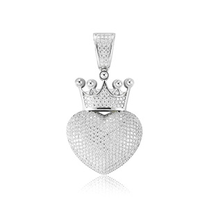 Cadermay Heart Pendant S925 Silver Moissanite Crown Charm Unisex Gift Jewelry - Product Image 5