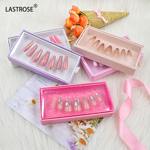 Nuevo estilo de uñas postizas artificiales largas <span class=keywords><strong>Prensa</strong></span> en uñas postizas de lujo Logotipo privado Puntas de uñas mate <span class=keywords><strong>rosa</strong></span> y negro - Product Image 6