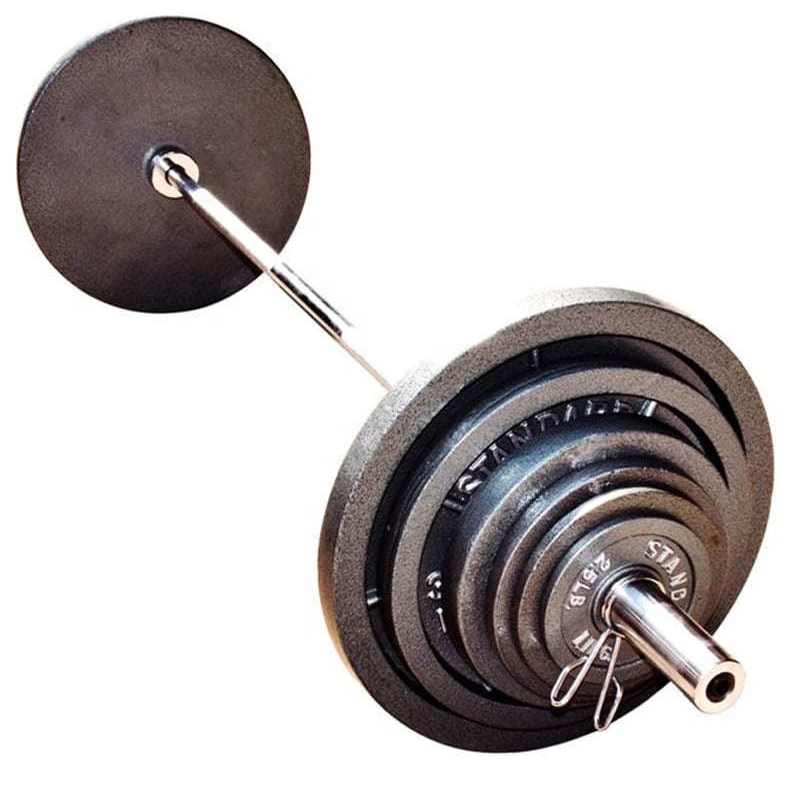 Gym Fitness equipment kg lb lbs Cast Iron barbell free Weight bumper Plates set