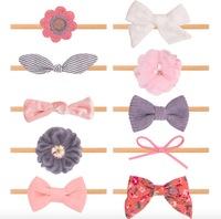 Ensemble de bandeaux en nylon super doux unisexe pour bébés et enfants, avec nœud brodé, pour usage quotidien et personnalisation DIY