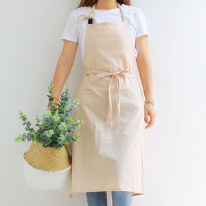 Tablier de cuisine élégant en coton et lin tissé pour adulte, jaune et bleu, 235 g/m², avec 1 à 4 poches, logo personnalisé, réglable, pour le nettoyage - Product Image 3