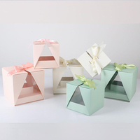 Boîte Cadeau Ronde en Papier Vert Menthe de Luxe avec Logo Personnalisé, Fenêtre Transparente en PVC et Ruban Nœud, pour Mariage et Faveurs (Vente en Gros)