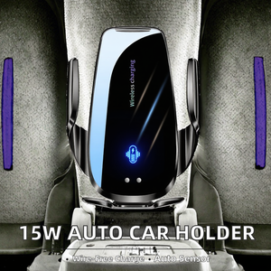 Nouveau support de téléphone de voiture avec charge sans fil 15W, fixation sur grille d'aération, capteur automatique, en matériau PC+ABS - Product Image 2