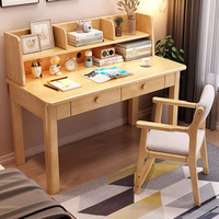 Escritorio de Estudio Ergonómico de Madera Maciza con Estantería Integrada para Niños, Adolescentes, Dormitorio y Oficina en Casa en Espacios Pequeños