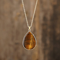 Collier pendentif goutte en pierre naturelle Simple de haute qualité avec cuivre plaqué un cadeau de bijoux quotidien pour les couples