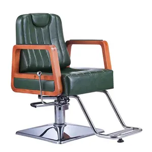 Yeşil salon sandalye kuaför ahşap kuaför şekillendirici sandalye
