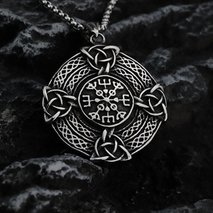 yunnique Vintage Stainless Steel Men's Pendant Necklace With Viking <b>Cross</b> Celtic Knot Design Gift Jewelry For Clothing Matching - Product Image 4