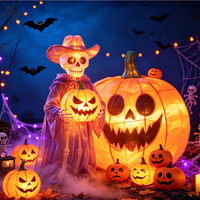 Maßgefertigte Halloween-Festival-Laterne 3D Riesiger Kürbis Seide & Stahl LED-Lichter für Freizeitparks Neujahr Weihnachten