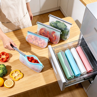 Sac de conservation alimentaire en silicone pour réfrigérateur, pochette alimentaire réutilisable en silicone, sacs de congélation en silicone de qualité alimentaire platine approuvés par la FDA