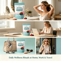 Collagène marin SYC BIO, acide hyaluronique, vitamine C, biotine pure, poudre en vrac de 300 g, vente en gros, étiquette privée, OEM, ODM, prix d'usine