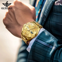 Reloj Mecánico Automático de Acero Inoxidable de Lujo para Hombre, Modelo 3298, con Fase Lunar, Doble Calendario, Cronógrafo Impermeable