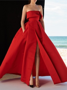 <span class=keywords><strong>Boutique</strong></span> al por mayor pecho hendidura plisado vestido largo banquete rojo vestido de noche <span class=keywords><strong>pasarela</strong></span> sexy elegante vestidos de mujer - Product Image 6