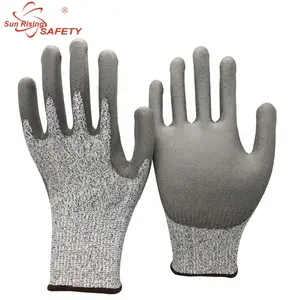 SRsafety ANSI A2 sarung tangan anti potong, sarung tangan keamanan, sarung tangan industri, sarung tangan dilapisi telapak tangan PU, sarung tangan anti potong