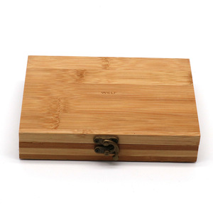 Caja Rectangular de Bambú, Color Natural, con Cierre, Organizador de Almacenamiento para Escritorio - Product Image 1