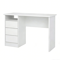Bureau contemporain blanc à 3 tiroirs avec un espace de rangement super spacieux pour la maison et le bureau, petite table de bureau en bois avec tiroirs