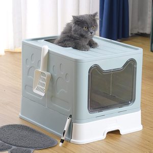 Caja de arena para gatos, lavabo para inodoro para mascotas, perros semicerrada caja de arena para limpiar, bandeja para perros y gatos, caja de arena antisalpicaduras para gatitos - Product Image 6