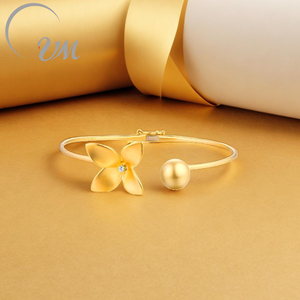 VM JEWELRY Bracelet jonc fin de luxe minimaliste en or 18 carats/argent 925 avec perle d'eau de mer 9,0 mm, certifié NGTC, unisexe - Product Image 2