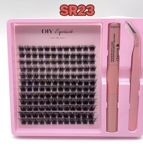 Kit d'extension de cils professionnel Aesphylash en faux vison épais à longueurs mixtes, semi-fait main, pour DIY, avec logo personnalisé, coton noir - Product Image 4