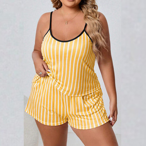 Ensemble de pyjama d'été grande taille pour femme, débardeur et short amples 5XL, vêtements de nuit doux imprimés pour femme, <span class=keywords><strong>nuisette</strong></span> sexy - Product Image 2