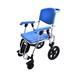 Wheeled <b>Commode</b> <b>Chair</b> Blue Bathroom Toilet Seat With Wheels For Elderly And Pregnant Women - Product Image 2