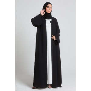 <span class=keywords><strong>Abaya</strong></span> ouverte noire pour femmes musulmanes Design personnalisé Double Chiffon Thawb <span class=keywords><strong>Chic</strong></span> Modest <span class=keywords><strong>Kimono</strong></span> Dress Jubba - Product Image 2