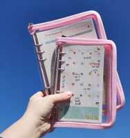 Macaron Couleurs Plastique Transparent Doux Au Toucher 6 Trous Anneau Pvc Personnalisé A5 A6 Carnet de Notes Couverture transparente
