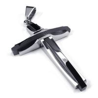 Argent noir ton homme religieux chrétien catholique croix celtique pendentif charme sans chaîne attachée
