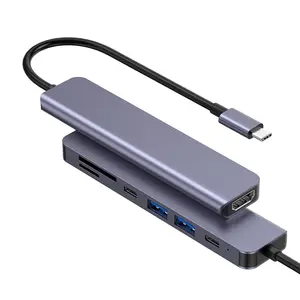 USB C Hub 7 in 1 Typ C 3.1 zu 4K HDTV Adapter mit SD/TF-Kartenleser PD Schnelles Aufladen für MacBook Notebook Laptop Computer