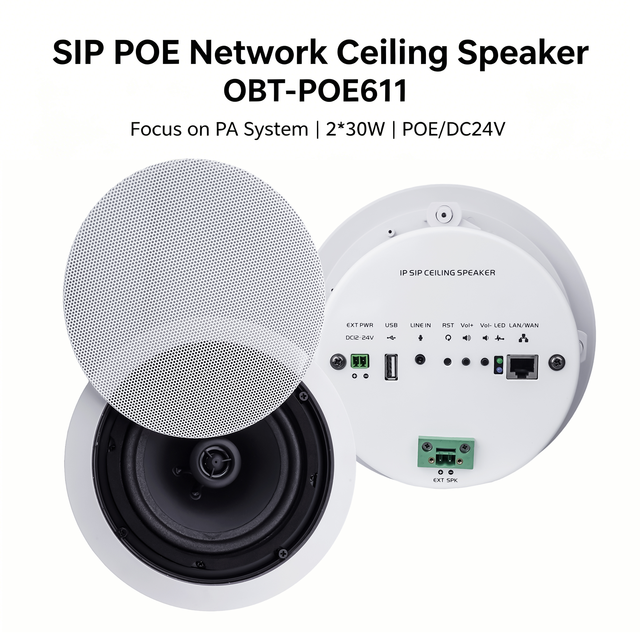 OBT-POE611 OBTPA Manufacturer Ip Ethernet Rj45 POE Ceiling Loudspeaker SIP Network Active Speaker Ceiling Speaker