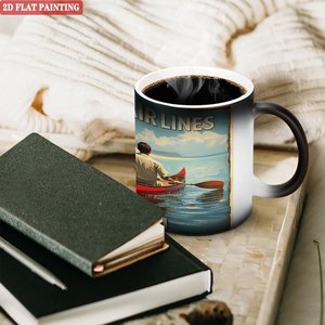 Mug en céramique noir givré de 11 oz, changeant de couleur, sensible à la chaleur - Product Image 3