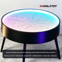 NIKOLATOY Table basse en bois massif pour peinture au sable, robot d'art en sable à composition automatique DIY, plateau de sable dynamique magnétique