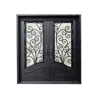 Puerta de Seguridad Doble de Hierro Forjado para Entrada Principal de Casas, Personalizada, Precio de Fábrica