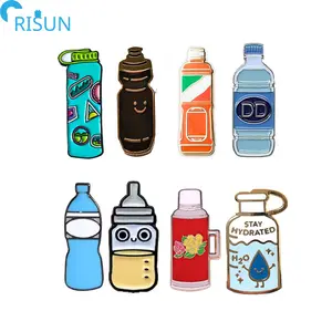 Manufacture Bottles Water Enamel Pin Custom Logo Pink Milk Sweetie Baby Bottle Stay Hydrated Water Bottle Enamel Lapel Pin