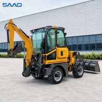 Mini-tracteur 25 CV avec bras élévateur, rétrocaveuse et chargeur frontal, tracteur agricole 4x4 avec chargeur et rétrocaveuse