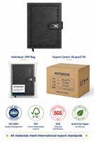 Carnet Organiseur/Agenda en Cuir PU Rigide avec Bordure Baroque Gaufrée et Logo Personnalisé, 100 Feuilles, Fermeture Double Boucle, Vente en Gros OEM