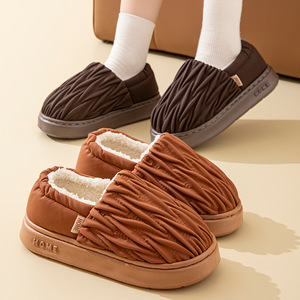 Chaussons d'hiver en daim à bout ouvert pour femmes, respirants, intérieur/extérieur, en fourrure de mouton, semelle extérieure en EVA en forme de vache, pour l'été et l'automne - Product Image 3