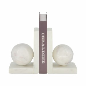 Fermalibri a forma di L in marmo con decorazione a sfera per scaffali, ufficio, scrivania - Product Image 2