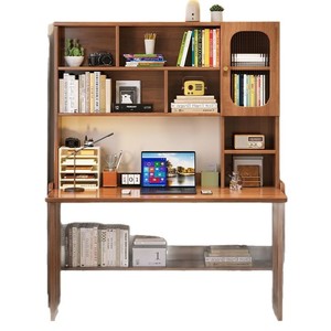 6011 Solid Wood <b>Desk</b> With Bookshelf Integrated Foldable Computer Writing Table For Small Apartment Children Study Modern <b>Simple</b> - Product Image 5