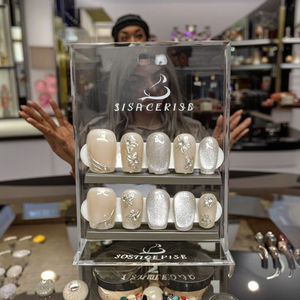 <span class=keywords><strong>Uñas</strong></span> Postizas <span class=keywords><strong>de</strong></span> <span class=keywords><strong>Esmalte</strong></span> <span class=keywords><strong>con</strong></span> <span class=keywords><strong>Diseño</strong></span> Floral Metálico 3D, Estilo Ojo <span class=keywords><strong>de</strong></span> Gato, Hechas a Mano, para Piel Clara, Removibles - Product Image 2