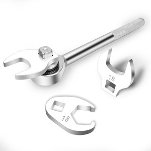 Interchangeable Head Open End Wrench Set <b>3</b>/<b>8</b> Inch Chrome Vanadium Steel <b>Ratcheting</b> Manual Industrial Grade - Product Image 3