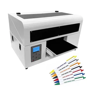 Impresora de inyección de tinta plana Uv DOMSEM A4 CMYK + W cubierta de la caja del teléfono móvil pluma de vidrio impresora Uv Digital multifuncional máquina de impresión