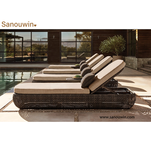 Chaise longue <span class=keywords><strong>en</strong></span> rotin PE pour <span class=keywords><strong>jardin</strong></span>, patio, extérieur, avec coussin confortable, nouveau design - Product Image 3