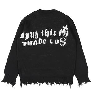 مصنع سترات رجالية بتصميم شعار مخصص بنمط جاكار وتريكو ممزق، كنزة شتوية كاجوال، كنزة صوفية محبوكة للرجال - Product Image 5