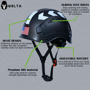 Casque de sécurité industriel WELTA ANSI Z89.1 TYPE I Classe C $CE EN 397 de haute qualité, motif fibre de carbone, pour l'extérieur - Product Image 1