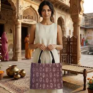 Geometric Jacquard Tote Bag <b>Boho</b> Woven Ethnic Shoulder Bag Large Tribal Handbag with Leather Straps - Product Image 3