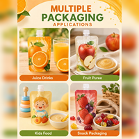 Pochette souple imprimée avec bec verseur et bouchon à vis, de qualité alimentaire, colorée, pour jus, purée de fruits, boissons et collations pour enfants